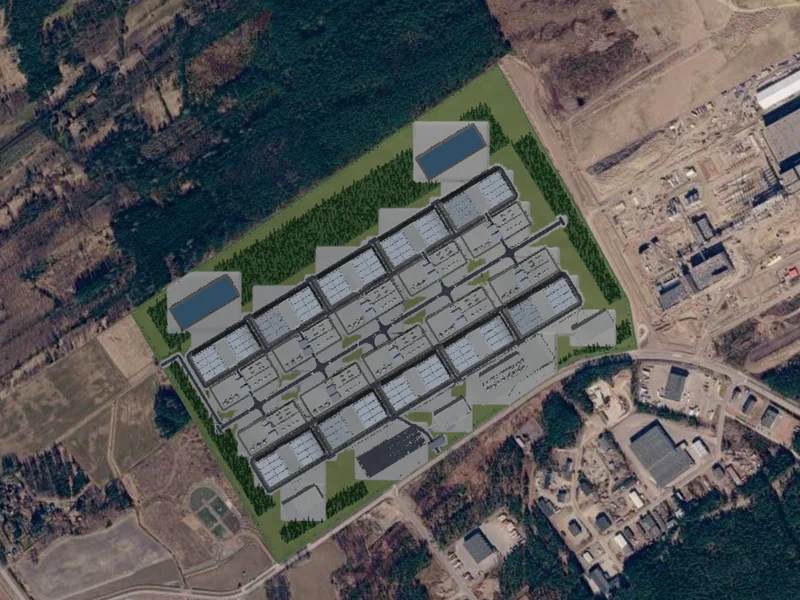The engineered 500MW campus concept placed on the site
